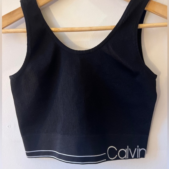 Calvin Klein Performance Medium Impact Ribbed Longline Sports Bra Large - Picture 3 of 7